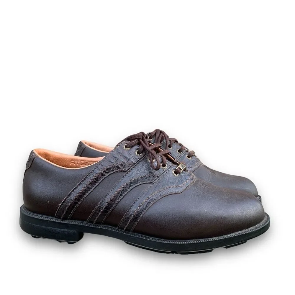 Adidas Traxion Tour Golf Shoes Soft Spike Gator Alligator Brown Men’s size 8